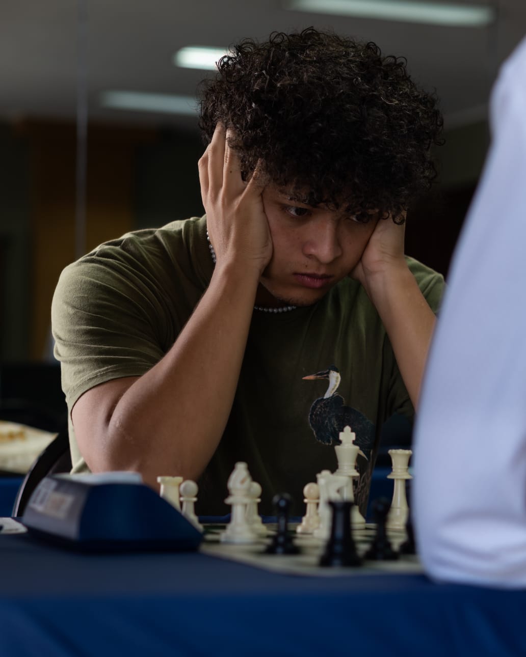 Jeigoth Pastor studying a position